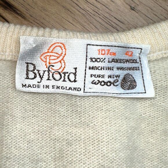 Vintage Byford Lambswool Sweater Mens L 42 V-Neck Made in England - Picture 2 of 12